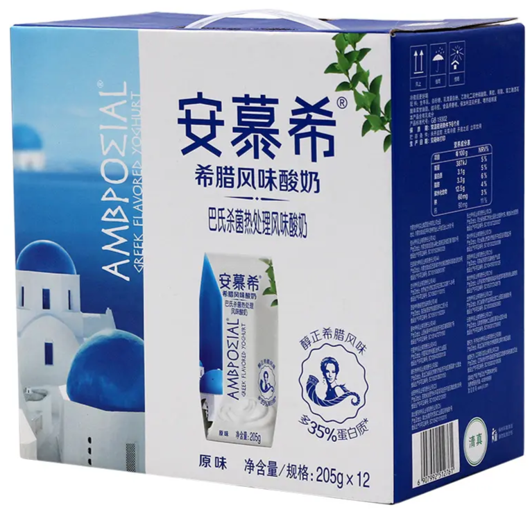 【8月产】伊利安慕希原味酸奶205g*12盒常温酸奶巴氏风味添加好喝