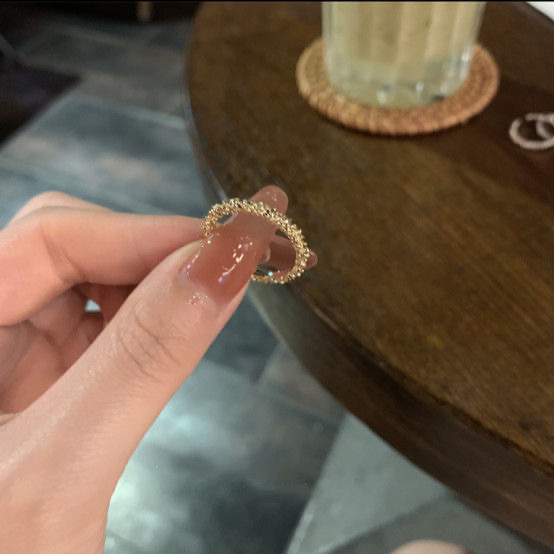 合金戒指 素圈戒指女款高级感闪亮轻奢设计波光粼粼指环可调节