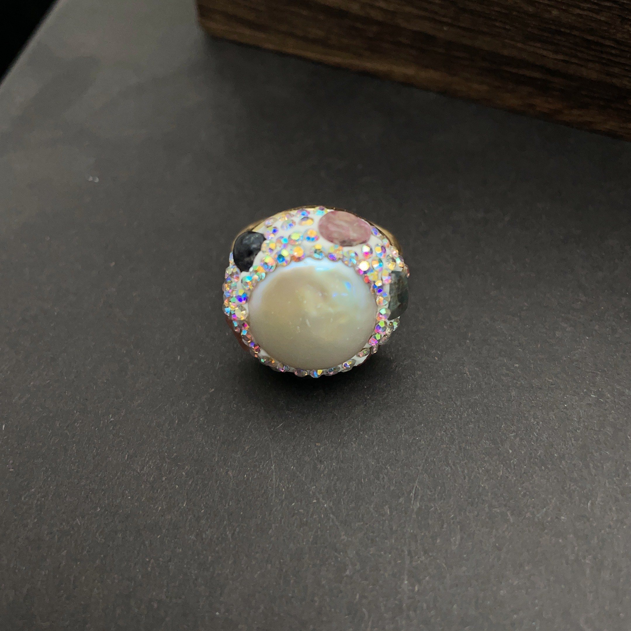 铜合金合成锆石戒指 粉色钻钻戒指