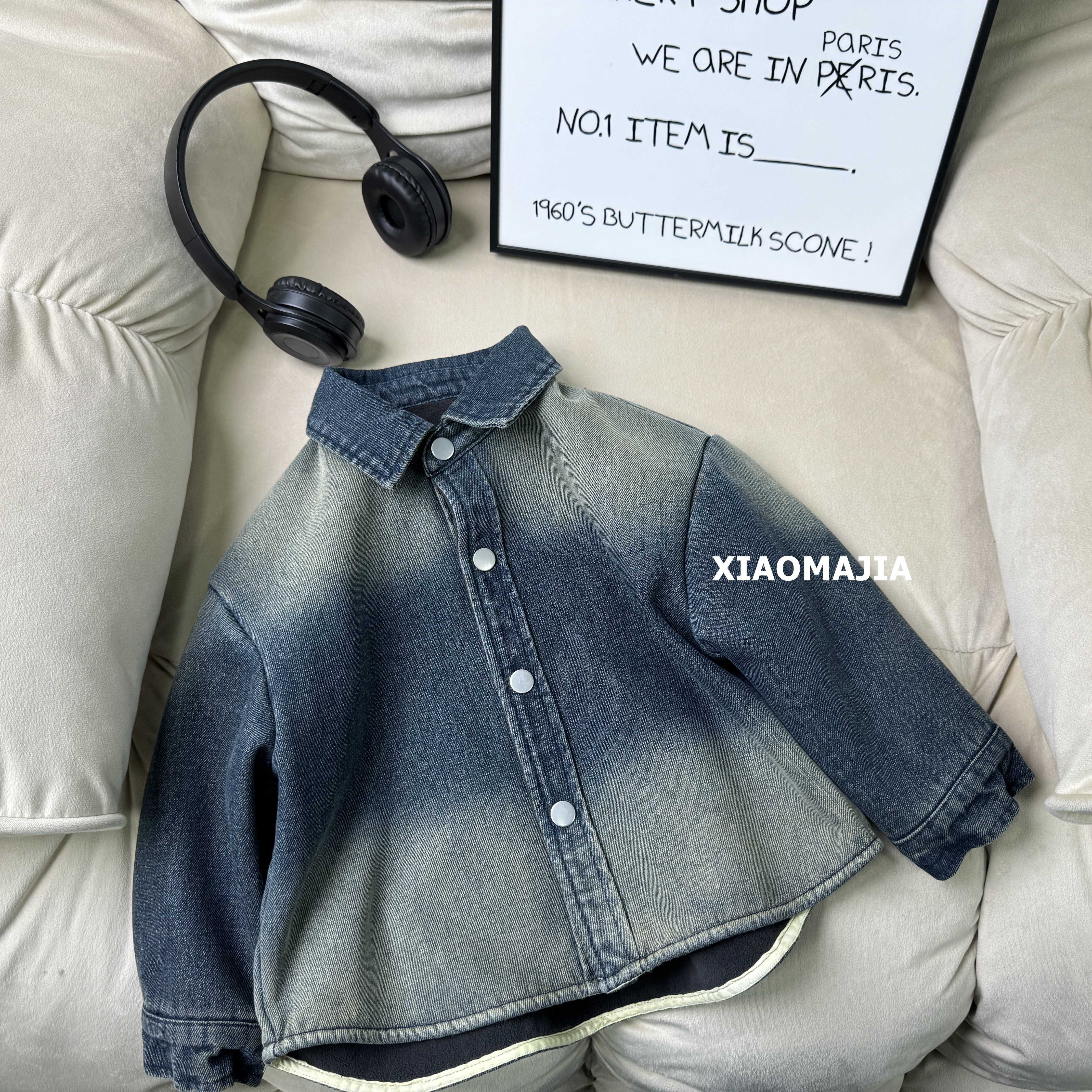 现货-秋冬一体绒加绒外套儿童萌娃穿搭男女童百搭上衣【D-9596】