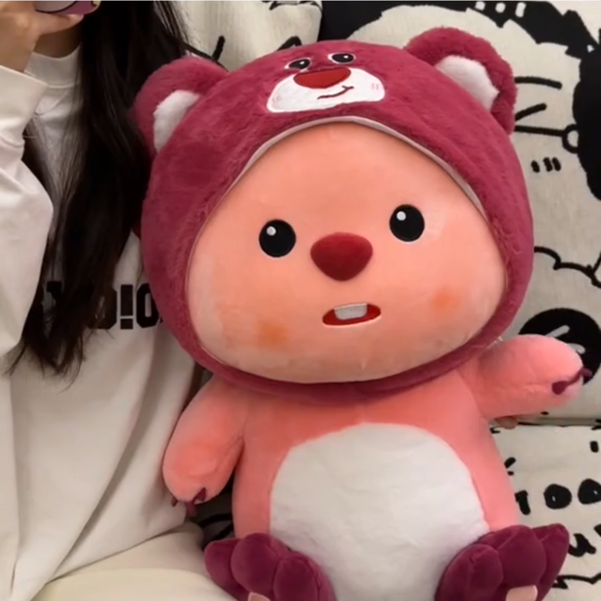 草莓熊小海狸loppy露比毛绒玩具可爱玩偶抱枕公仔送女生闺蜜礼物