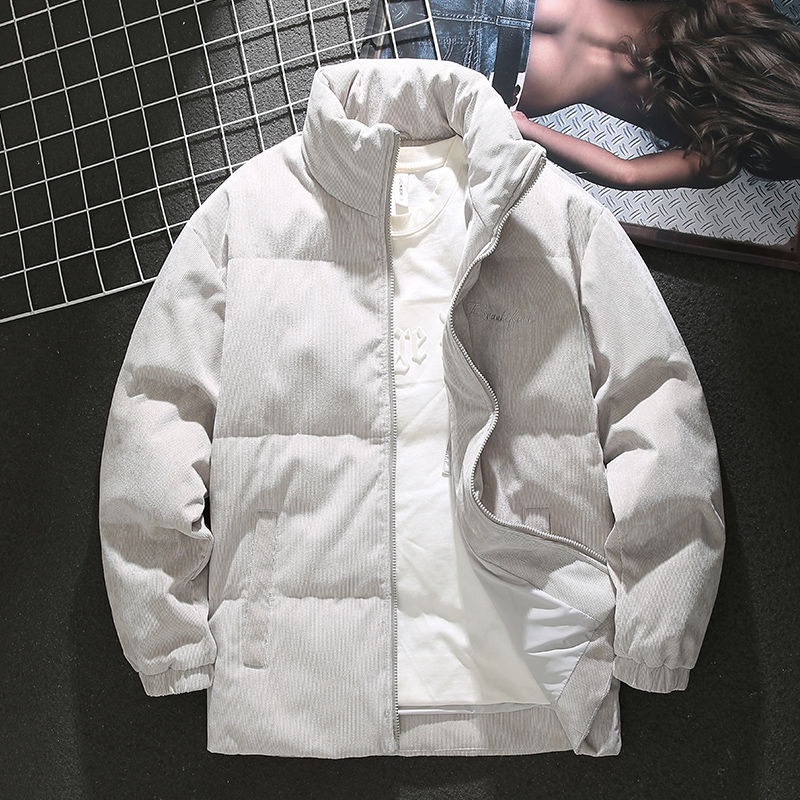 MR.MUDI/穆迪先生灯芯绒羽绒服男冬季字母绣花宽松保暖纯色外套