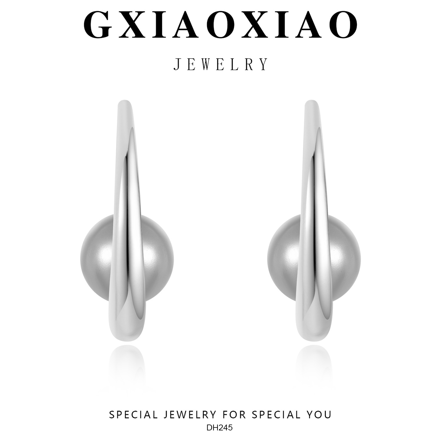 铜合金仿珍珠耳饰 GXX DH245 瑞士设计师 【银灰微光】高级百搭耳环