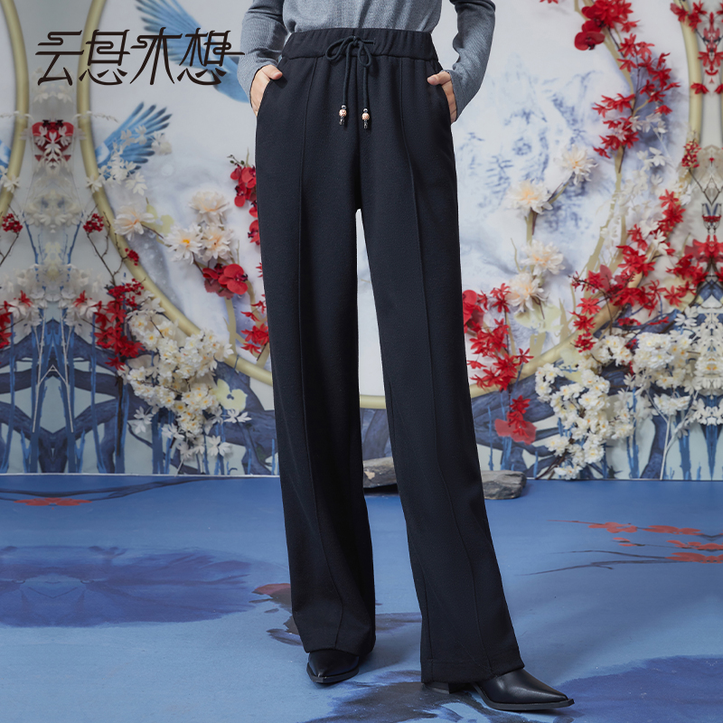 【双十一提前购】云思木想秋季新款松紧腰抽绳高腰百搭休闲裤10827