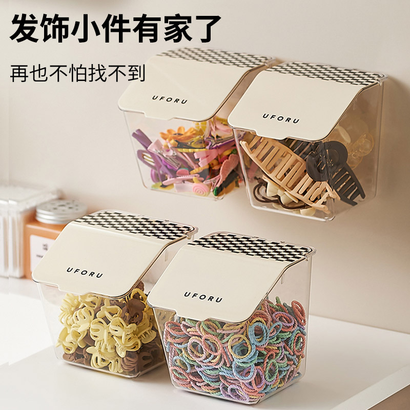 儿童发饰收纳盒大容量宝宝发圈女孩发夹头饰收纳神器壁挂墙免打孔