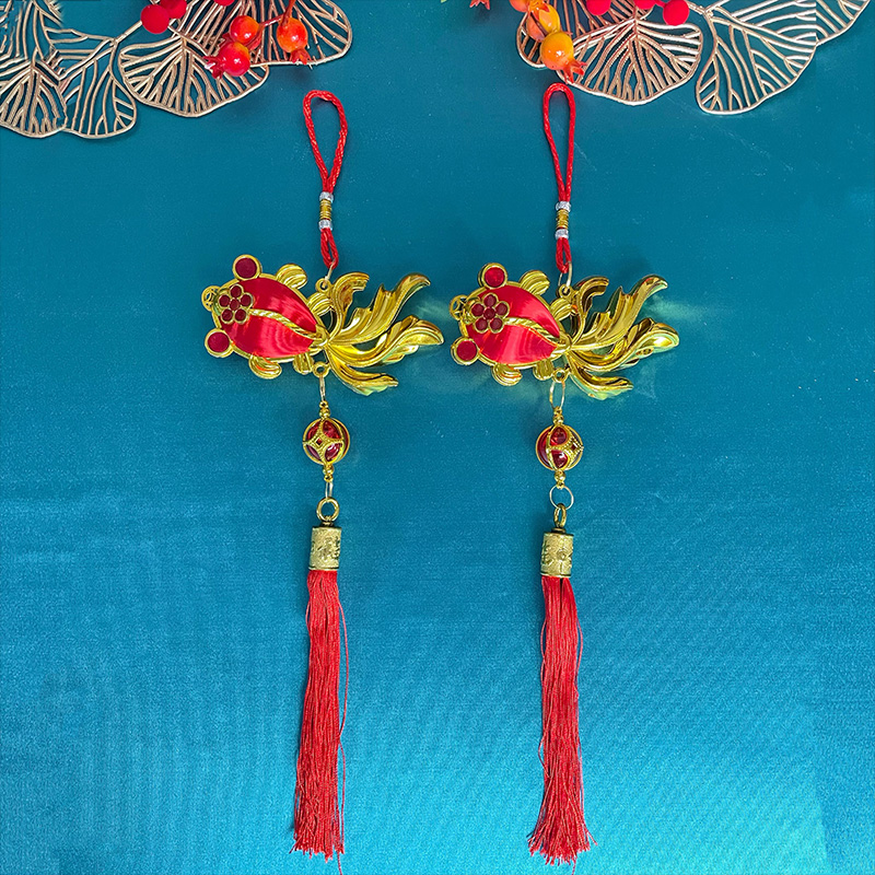 F04丝光金鱼新年喜庆客厅大门挂件装饰布置2024龙年过年福挂件