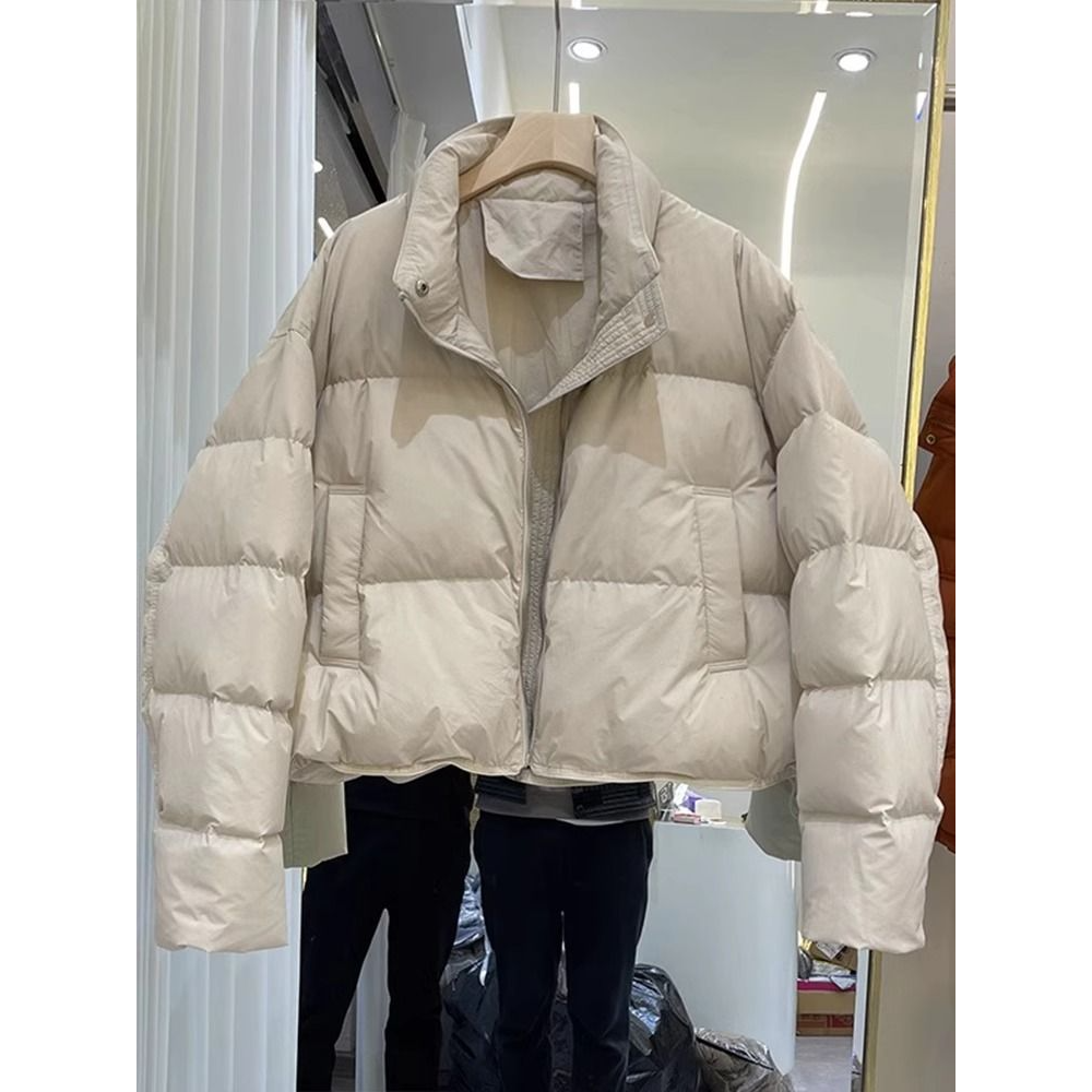 黑色短款棉服女款冬装宽松韩版立领加厚棉衣外套设计感面包服