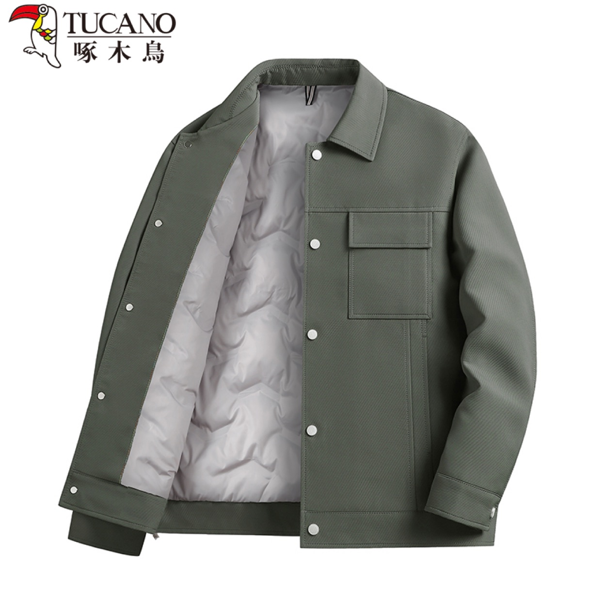 TUCANO/啄木鳥工装羽绒服男士冬季新款中年短款夹克翻领爸爸外套