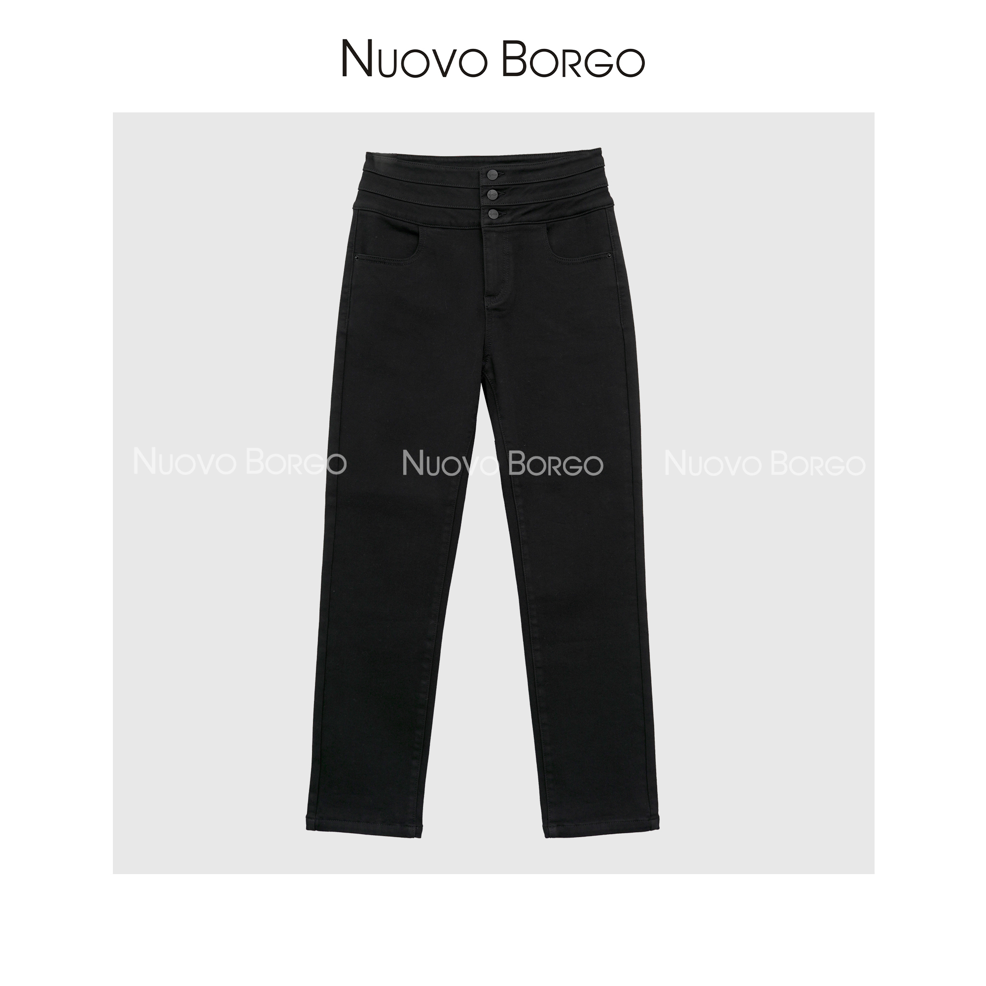 Nuovo Borgo Y22/39130 三粒扣仿羊绒亲肤保暖高弹烟管裤牛仔裤女