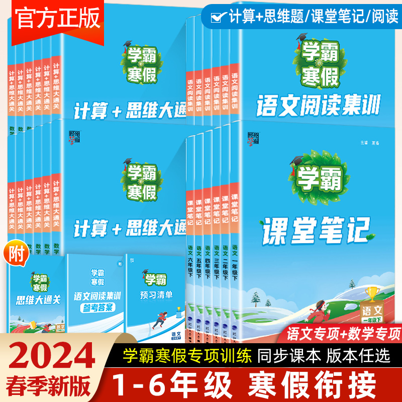 2024新版学霸寒假衔接作业1-6年级课堂笔记语文阅读集训数学计算