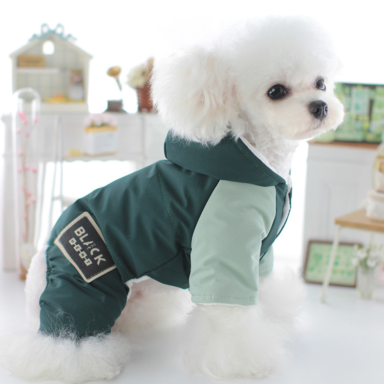 宠物衣服帅气狗狗滑雪四脚衣泰迪比熊秋冬季加厚棉服小型犬棉衣