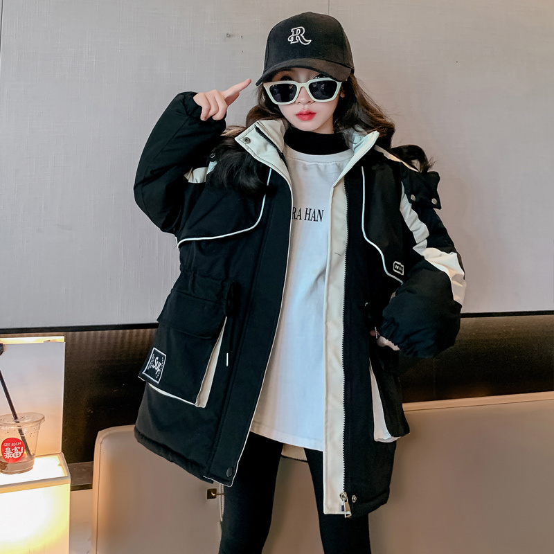 女童棉服外套冬季2023新款儿童中长款洋气加厚派克服大童冬装棉衣