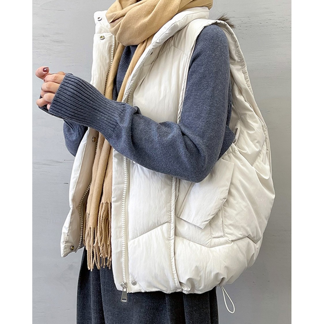 2023秋冬新款棉马甲女短款韩版时尚百搭外穿宽松加厚马夹背心外套