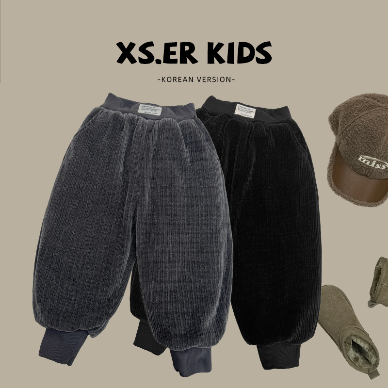 【小首尔】现货-男童加棉加厚灯芯绒裤子冬季时尚加厚长裤潮HBB3247