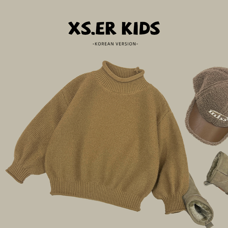 【小首尔】现货-pd儿童毛衣冬装儿童百搭半高领防风毛衣HDM3381