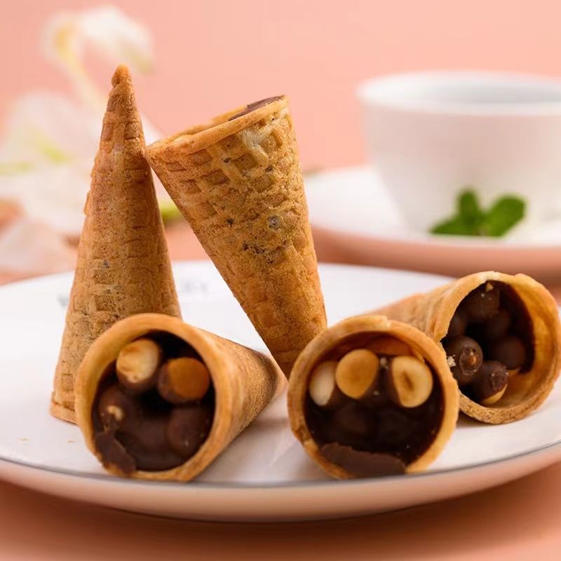 冰淇淋巧克力脆脆杯饼干脆筒甜筒夹心爆浆儿童休闲零食小吃包邮