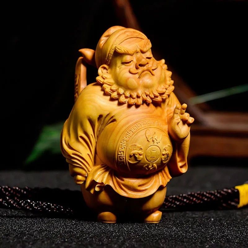 黄杨木盘玩手把件盘玩汽车挂件手把件文玩黄杨木雕工艺品钟馗摆件