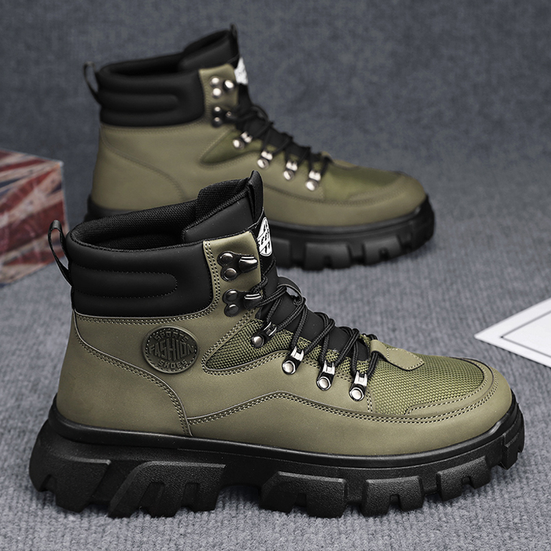 回力瑞马丁靴男款秋冬季加绒棉靴男士户外防滑潮靴英伦风工装靴男