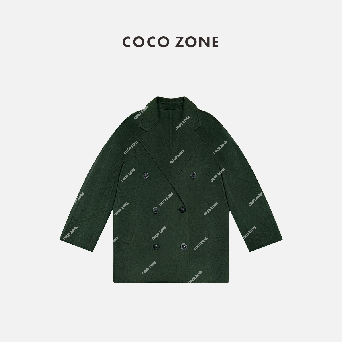 COCO ZONE “肯豆绿”羊毛羊绒大衣冬季气质毛呢外套 23C30517