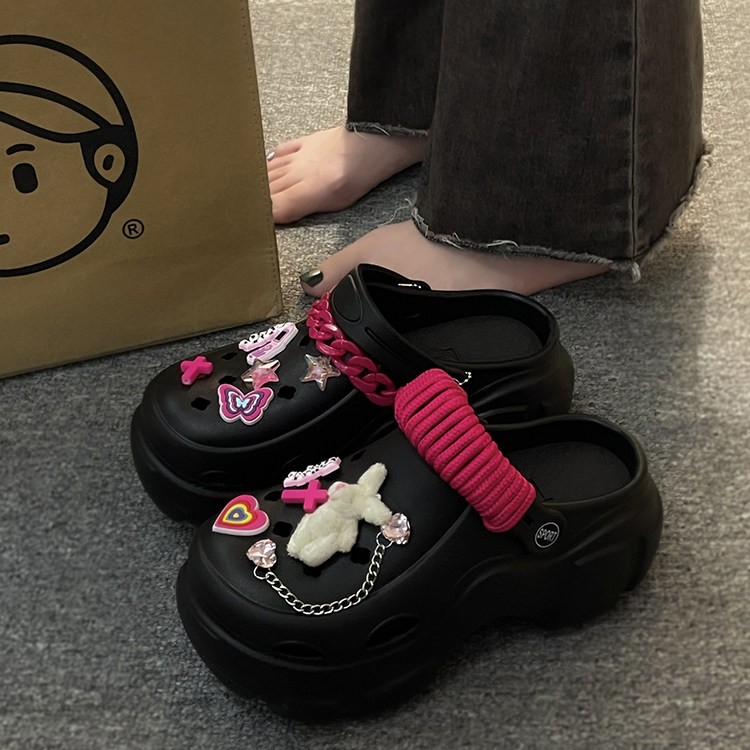 红蜻蜓牌小个子高跟厚底洞洞鞋女夏季外穿ins网红2023爆款超火两