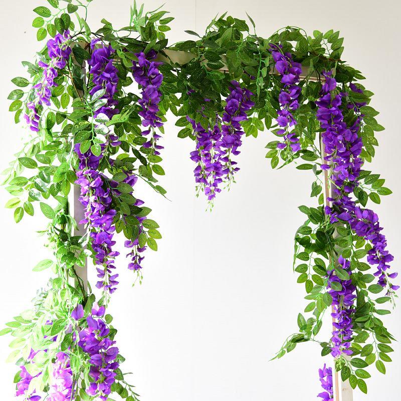 仿真紫藤花假花藤条装饰花塑料吊顶花串藤蔓空调管道遮挡缠绕吊花