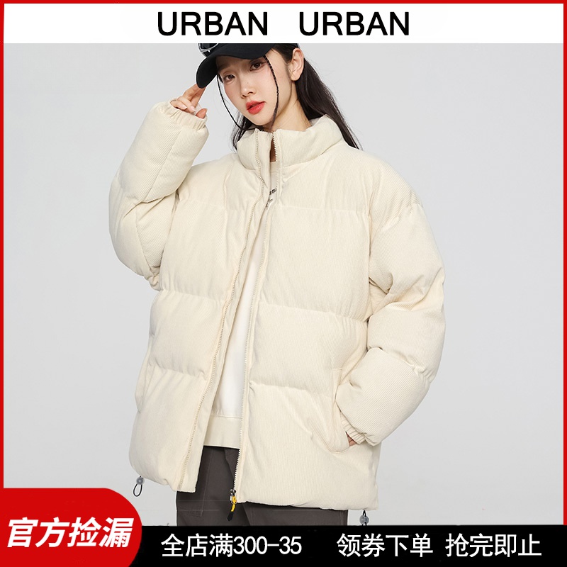 UR官方百搭男款冬季加绒加厚棉服男士美式运动棉袄韩版情侣面包服