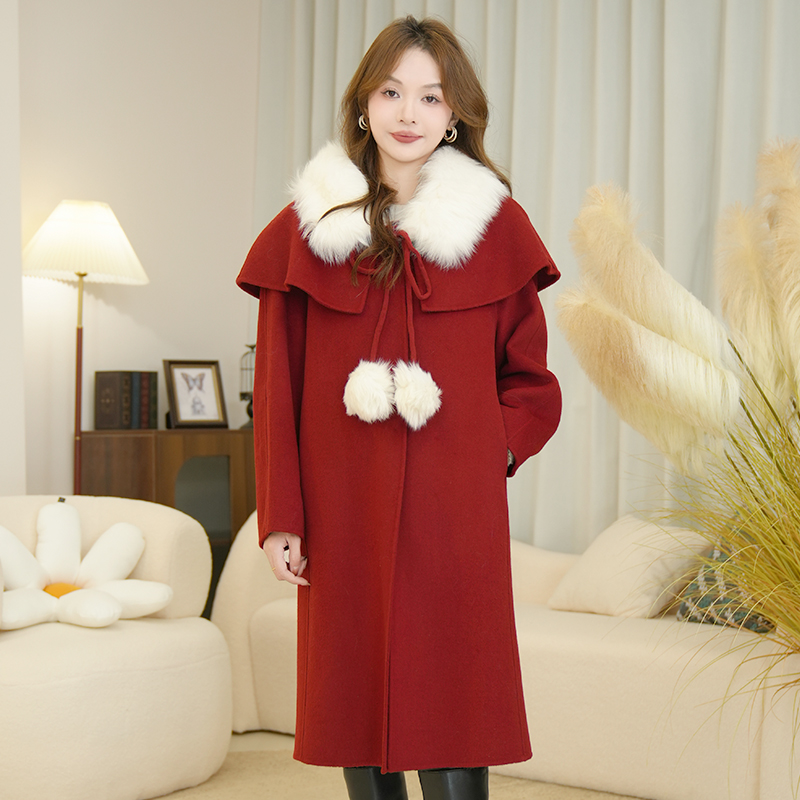 【心之秘境】气质时尚冬季可拆卸毛领大衣83D8310Z