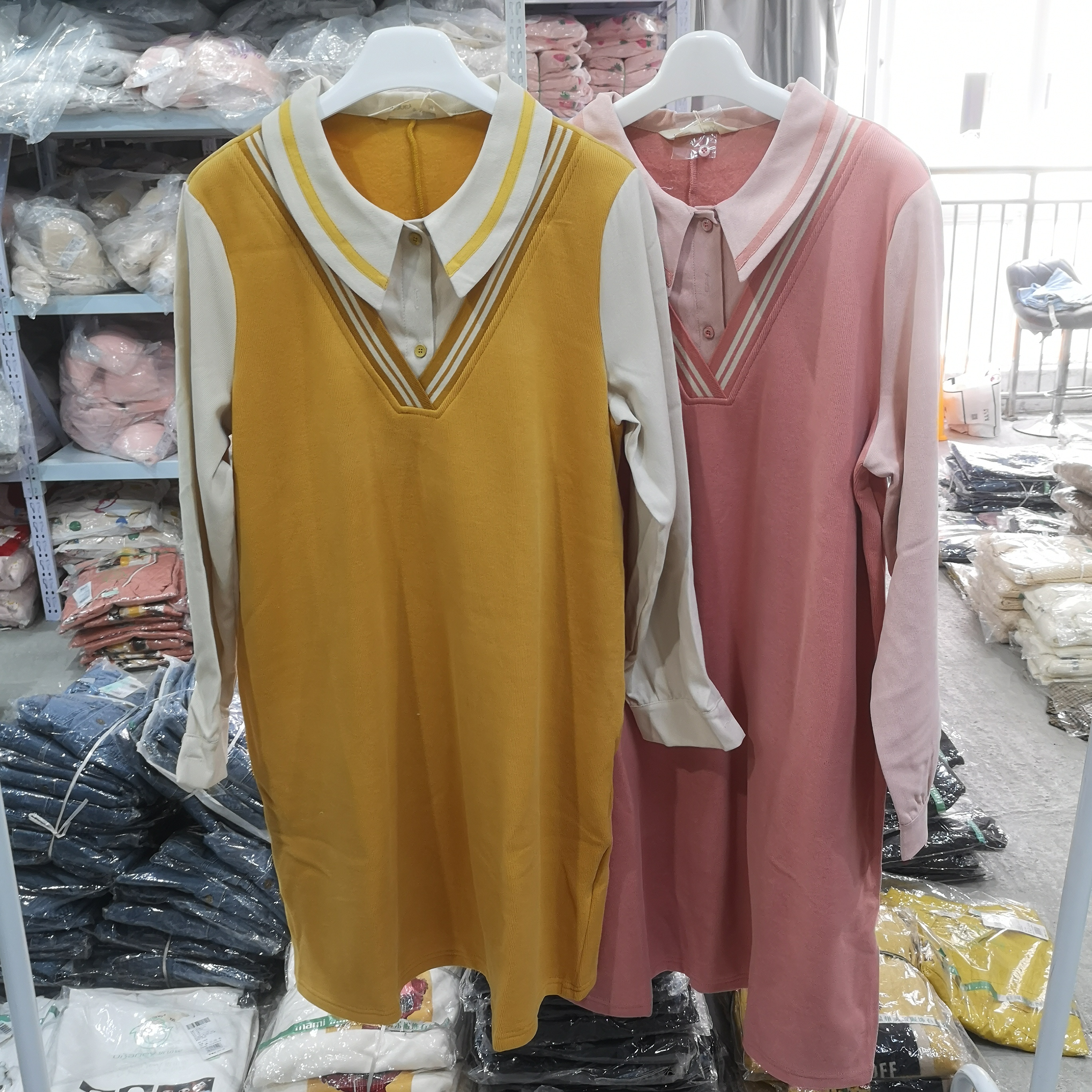 春秋季孕妇假两件连衣裙翻领减龄333313