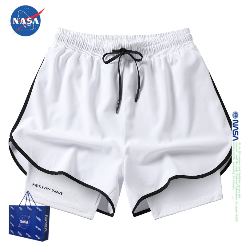 NASA联名美式薄款三分裤防走光速干冲浪短裤男女运动跑步训练游泳