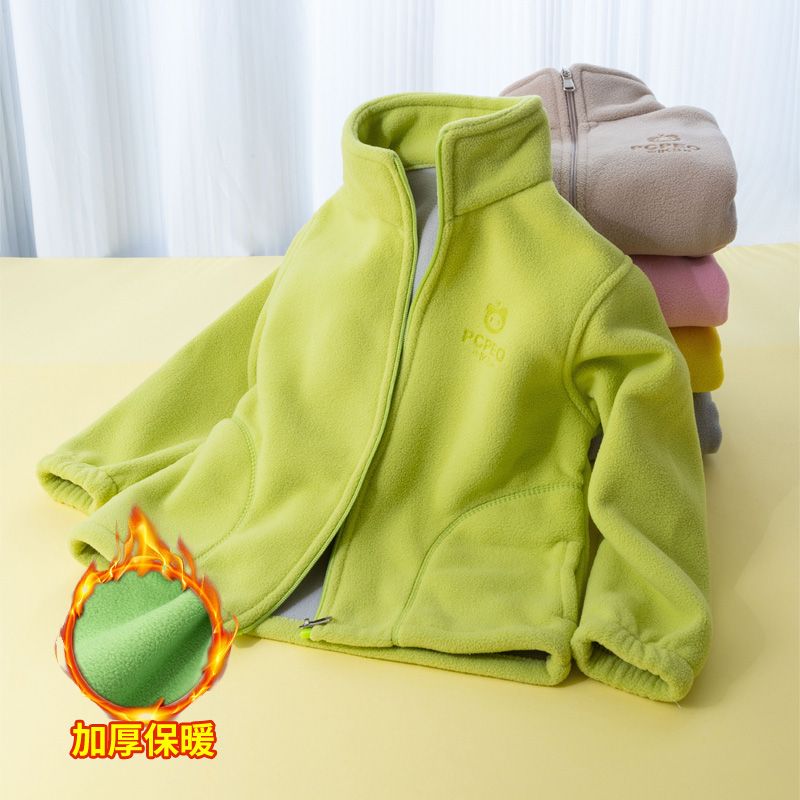 秋冬季儿童摇粒绒外套新款童装男童女童秋冬上衣加厚抓绒卫衣内胆
