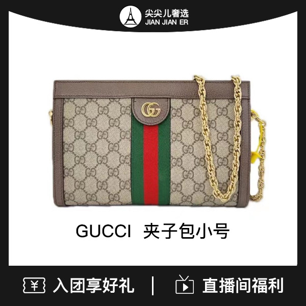 99新 GUCCI/古驰 古驰GUCCI/Ophidia小号/链条夹子包/97新/AM0215