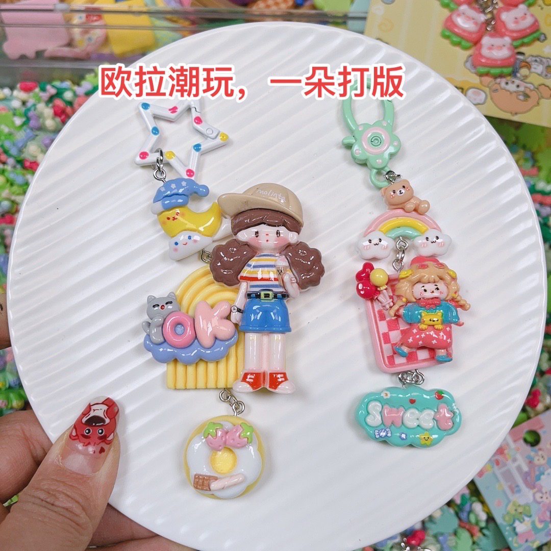【H】卡通创意diy发夹手机链吊坠成品树脂配件配饰