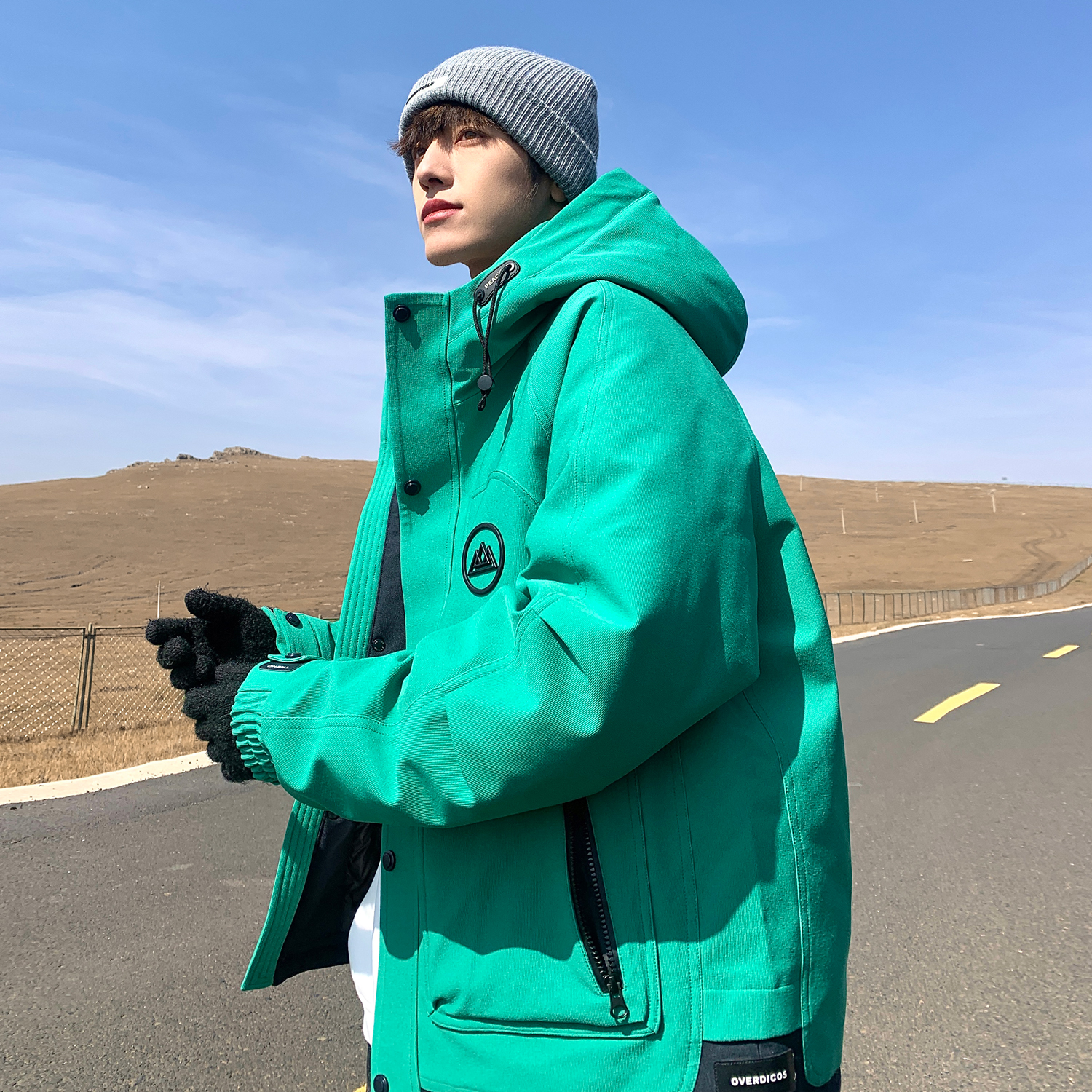 户外三防连帽羽绒服男冬季加厚保暖白鸭绒羽绒衣工装防风连帽外套