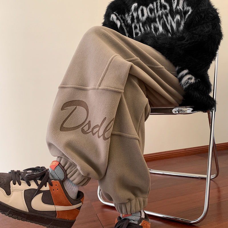 重磅秋冬裤子男款2023美式运动束脚卫裤潮牌宽松加绒加厚休闲长裤