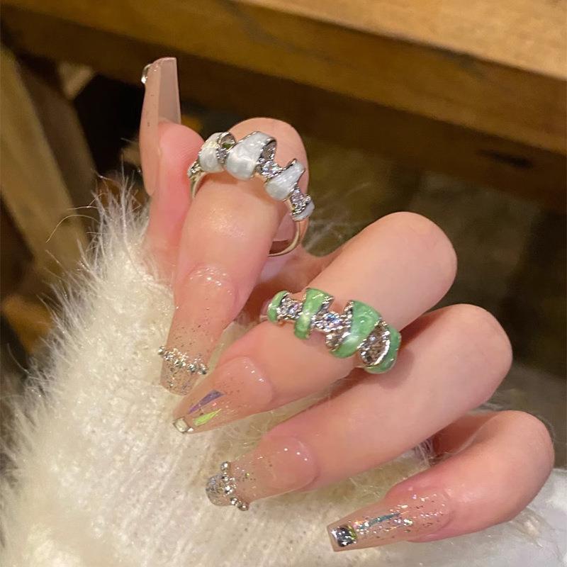 铜合金戒指 时尚简约滴油珐琅开口戒指女小众轻奢设计高级感食指