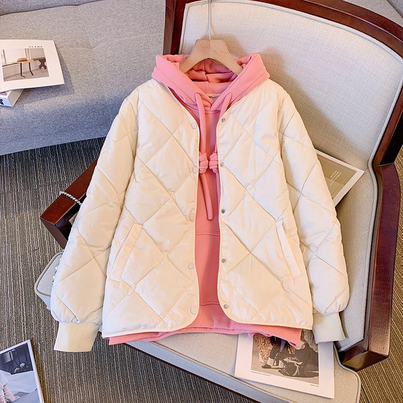 【902】2023年新款短款女冬装小个子外套设计感菱格轻薄棉服棉服