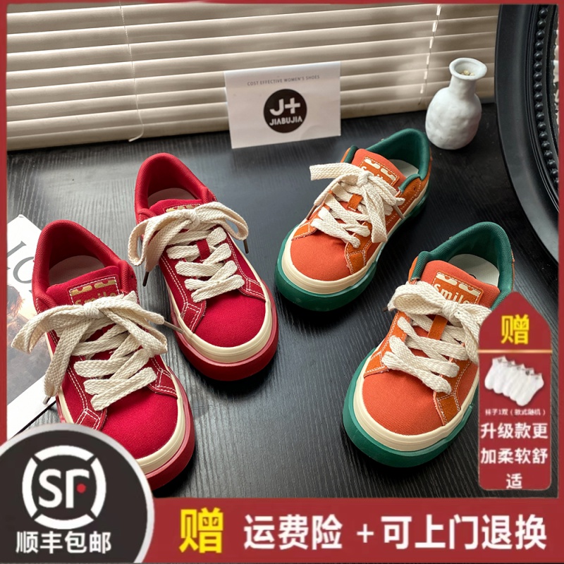 春秋小众鞋子女ins 潮百搭超火帆布鞋休闲复古春秋宝宝软底小众运