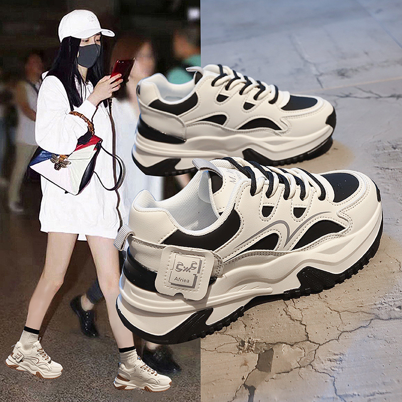 百丽王鞋子女2024新款秋冬运动鞋百搭休闲厚底小白鞋超火老爹鞋