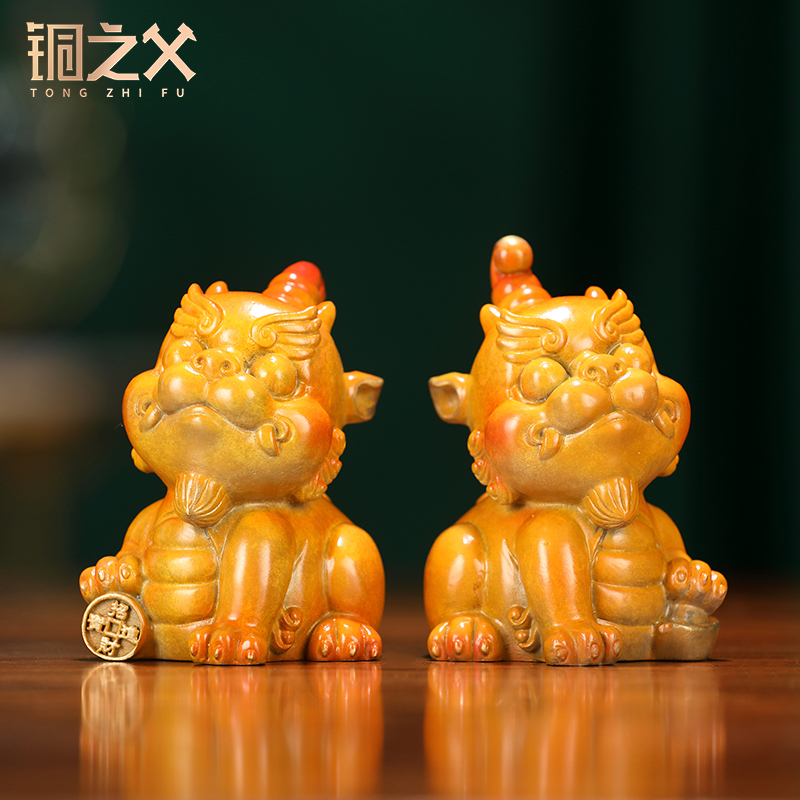 铜之父【国潮貔貅】一对车载全铜工艺品摆件吉祥物手摆件案台摆设
