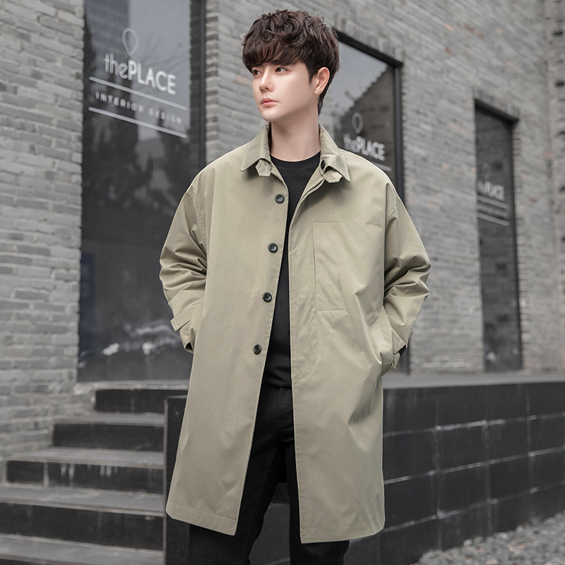 男风衣外套2023春秋季新款宽松高级大衣时尚百搭休闲中长款风衣男