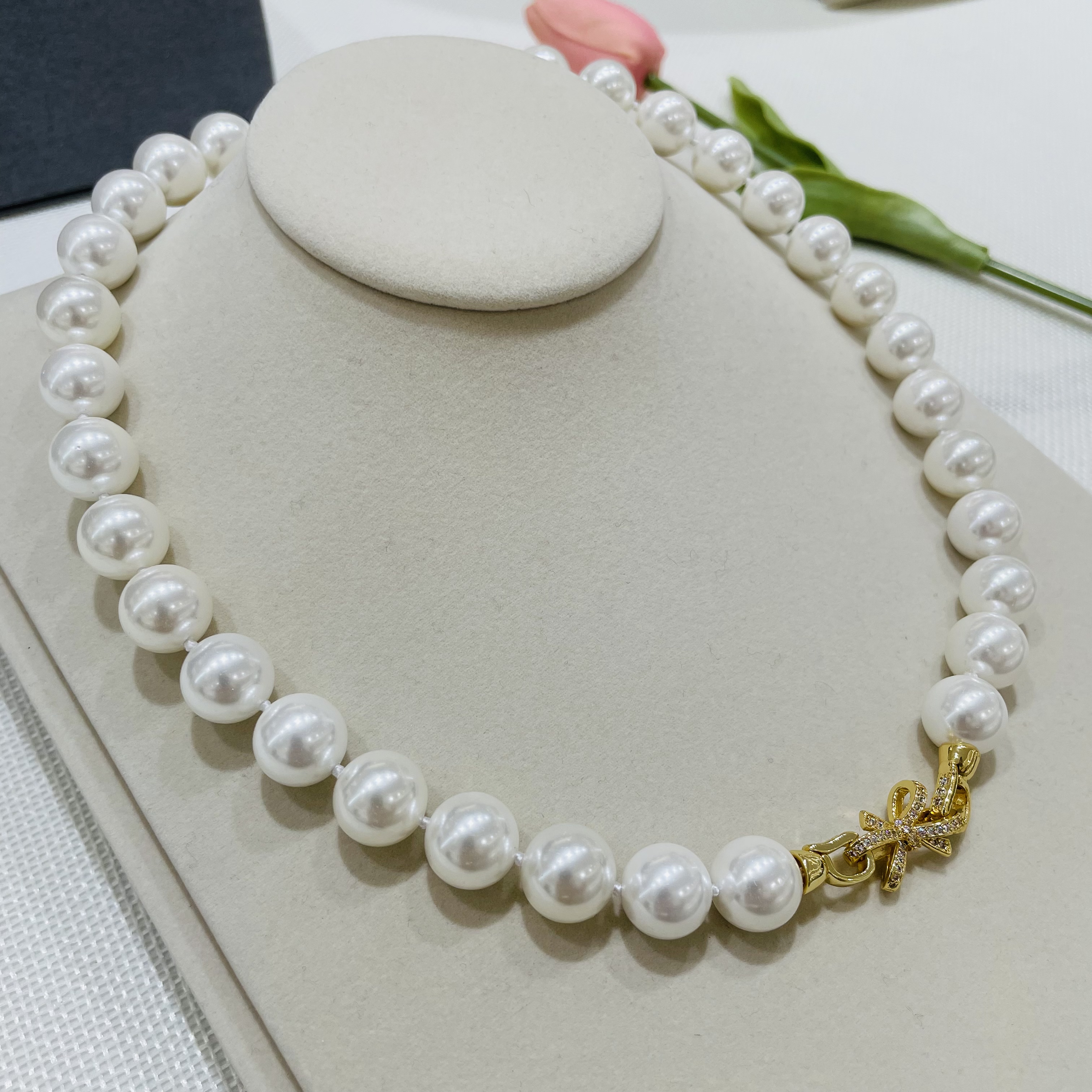 高光正圆蝴蝶结设计款11mm满串妈妈链47cm【时髦好物】