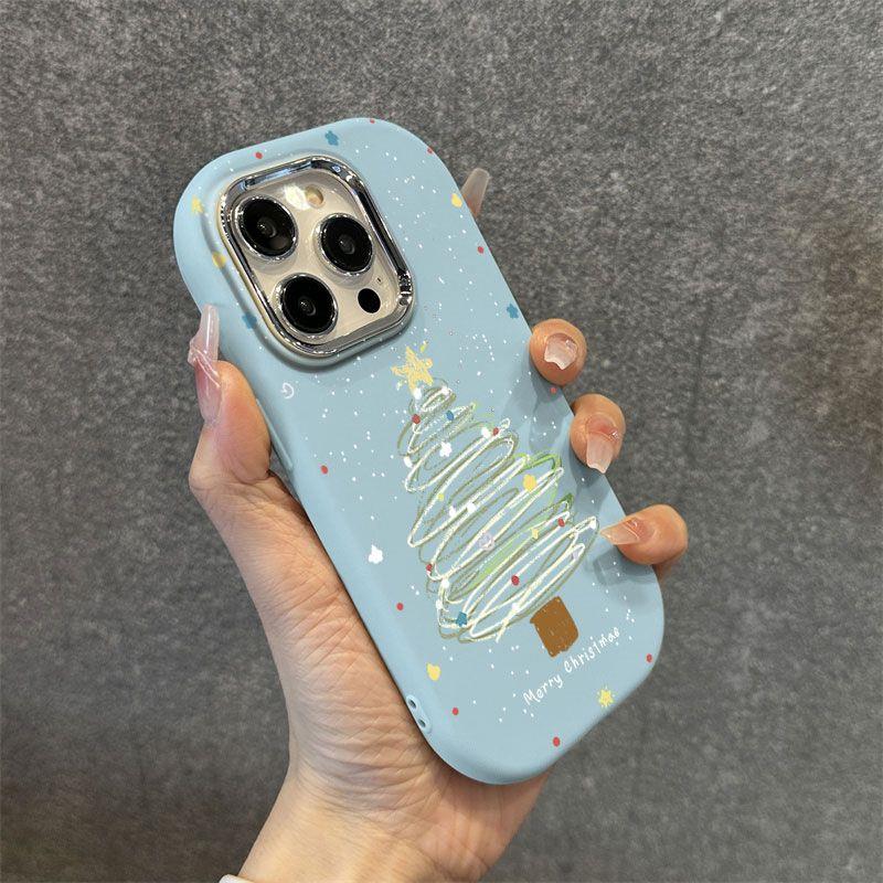 圣诞雪花适用苹果15promax手机壳电镀镜框iphone14/13/12/X硅胶7p