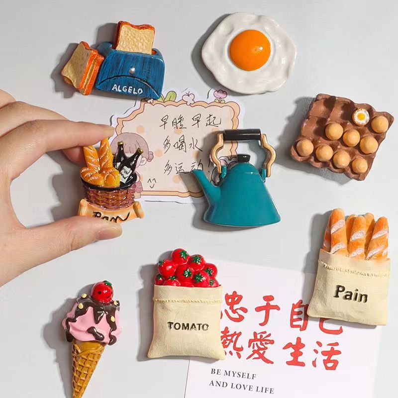 冰箱贴涂鸦食物石膏娃娃白胚diy鸡蛋面包汉堡手工仿真食物类彩绘