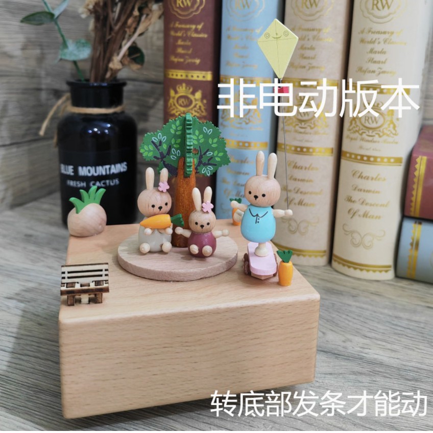 【发条滑板兔音乐盒】小胡优选发条滑板兔音乐盒情人节礼物儿童礼物