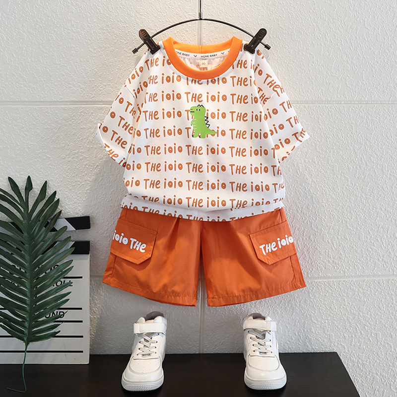 【现货】【现货】男童短袖T恤套装新款网红宝宝薄衣服酷痞帅儿童运动