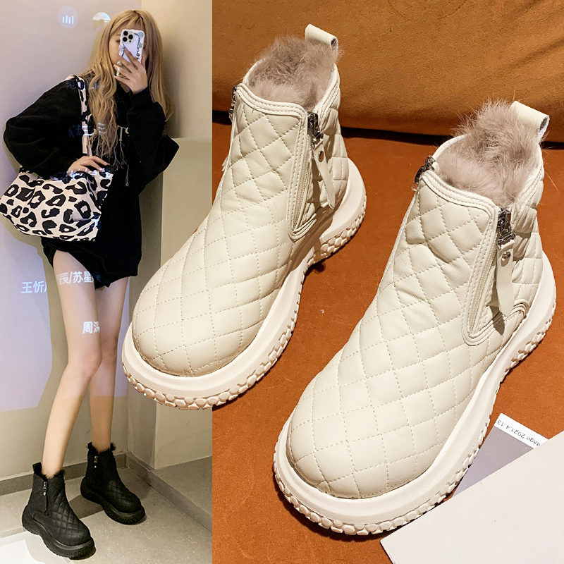 红蜻蜓牌雪地靴女冬季2023新款加绒加厚大棉鞋厚底防滑短筒棉靴女