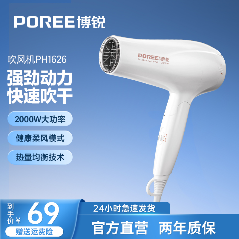 博锐电吹风机家用大功率可折叠便携式理发店发廊款2000W PH1626