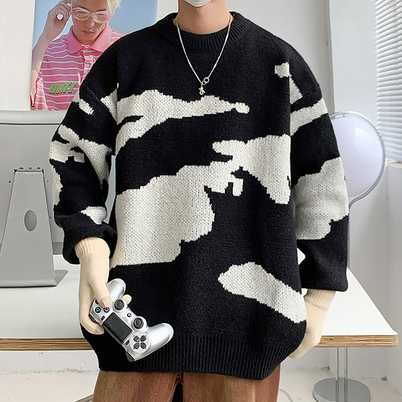 秋冬复古毛衣男ins潮牌日系港风宽松痞帅百搭保暖潮流学生针织衫