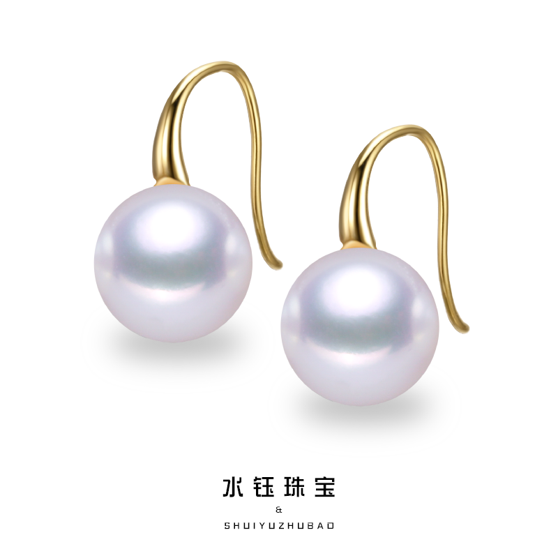 淡水珍珠白色简约时尚高跟鞋耳钩s925银11-12mmZH12695