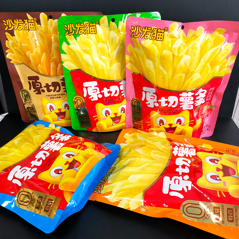 沙发猫原切薯条72g原味番茄味黄瓜味鲜切薯片膨化网红办公室 零食
